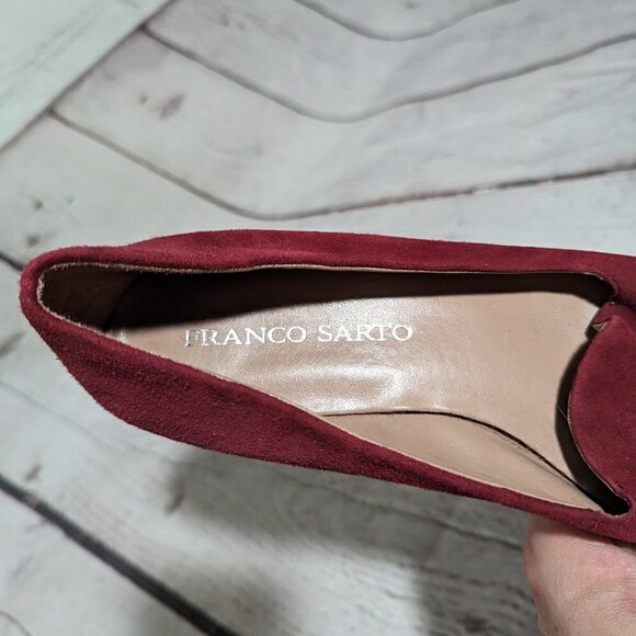 FRANCO SARTO Red Suede Rhinestone Embellished Loafer Shoe 7.5 NEW - Picture 8 of 11